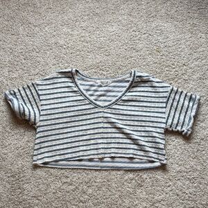 Altar'd State Blue and Cream Striped Knit Top